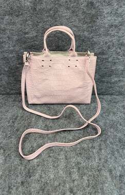 Sarah Stewart The Adelaide Handbag in Pink Croco-Embossed Leather
